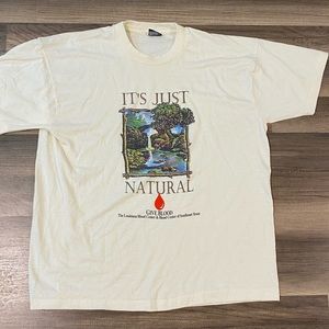 Vintage Fruit of the Loom ‘It’s Just Natural’ white/cream blood donation tee